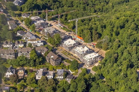 Aerial view, construction site with new development area Bredeney Park, Weg Zur Platte, Bredeney,