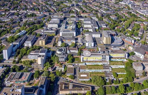 Aerial view, University Hospital Essen, Holsterhausen, Essen, Ruhr area, North Rhine-Westphalia,