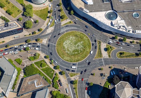Aerial view, roundabout Berliner Platz, city centre, Essen, Ruhr area, North Rhine-Westphalia,