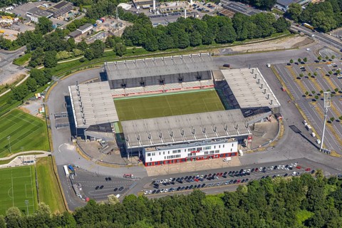 Aerial view, Stadion an der Hafenstraße, Rot-Weiß Essen football stadium, Hafenstraße and
