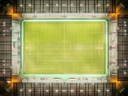 Aerial view, football stadium at the Hafenstraße of the club Rot-Weiß Essen, 3rd Bundesliga,