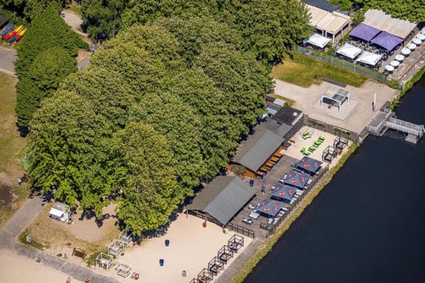 Aerial view, bathing area Seaside Beach, Freiherr-vom-Stein-Straße, outdoor pool and lido Lake