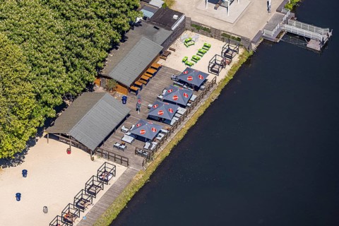 Aerial view, bathing area Seaside Beach, Freiherr-vom-Stein-Straße, outdoor pool and lido Lake