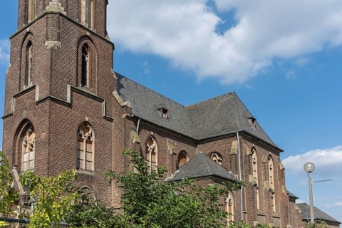 Brick nave with Gothic windows, Manheim, North Rhine-Westphalia, Germany