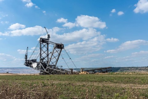 Overburden conveyor bridge in the Hambach open-cast mine, Manheim, North Rhine-Westphalia, Germany