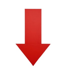 A vibrant red arrow pointing downwards on a stark white background, perfect for visual emphasis, AI