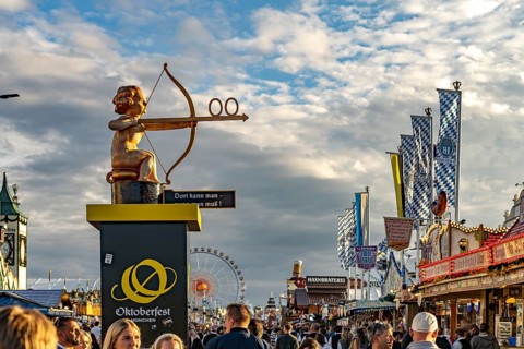 Signposts to the toilets at the Oktoberfest 2024 in Munich, Bavaria, Germany