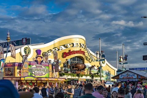 The Spatenbräu tent at the Oktoberfest 2024 in Munich, Bavaria, Germany