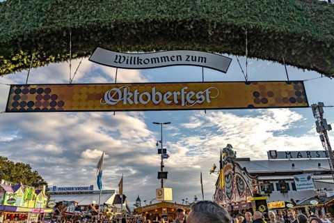 Welcome to the Oktoberfest 2024 sign in Munich, Bavaria, Germany