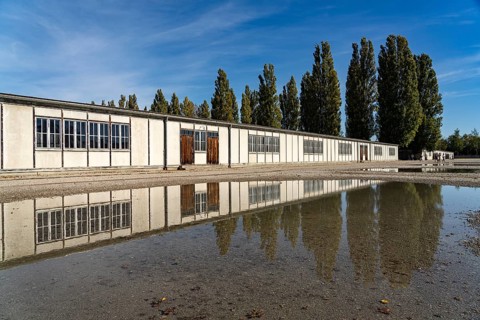 Appellplatz and barracks of the Dachau Concentration Camp Memorial, Bavaria, Germany