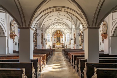 Interior of the parish church of St Jakob in Dachau, Bavaria, Germany