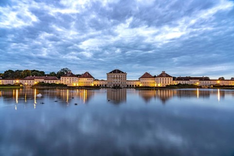 Nymphenburg Palace at dusk, Munich, Bavaria, Germany