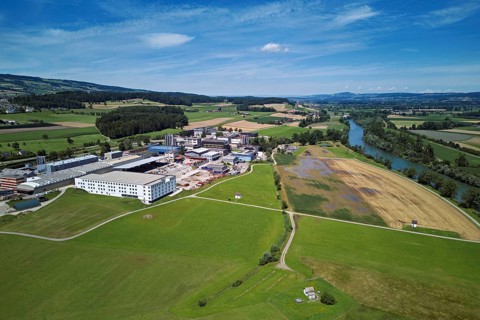 Industrial area, right of the river Reuss, Sins, Freiamt, Canton Aargau, Switzerland