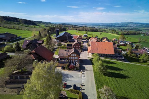View of the village, behind the Lindenberg, Geltwil, Freiamt, Canton, Aargau, Switzerland