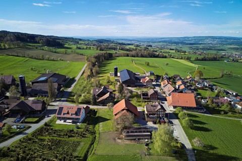View of the village, at the back left the Lindenberg, Geltwil, Freiamt, Canton, Aargau, Switzerland