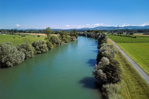 River Reuss, Mühlau, Freiamt, Canton, Aargau, Switzerland