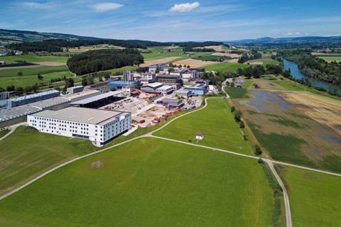 Industrial area, right of the river Reuss, Sins, Freiamt, Canton Aargau, Switzerland
