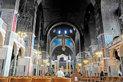 Westminster Cathedral, London, England, Great Britain, Europe, Dark church interior with high
