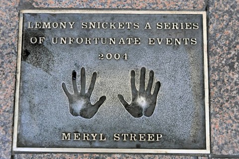 Commemorative plaque with handprints and inscription for Meryl Streep from 2004, London, England,