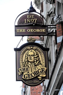 London, England, Great Britain, Europe, Traditional pub sign with decorations and historical