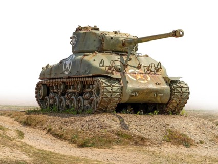 Historic tank at Utah Beach which was one of the five areas of the Allied invasion of