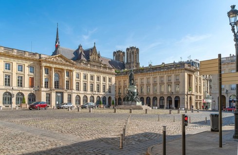 Impression around Place Royale in Reims, the most populous city in the French department of Marne