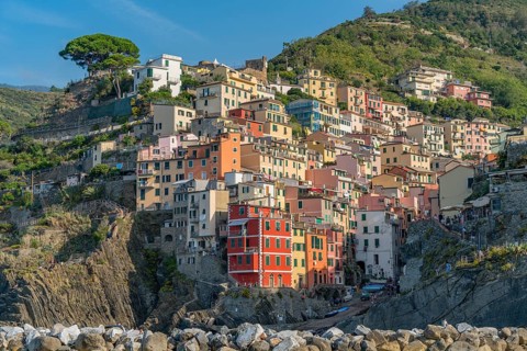 Scenery around Riomaggiore, a village at a coastal area named Cinque Terre in Liguria, located in
