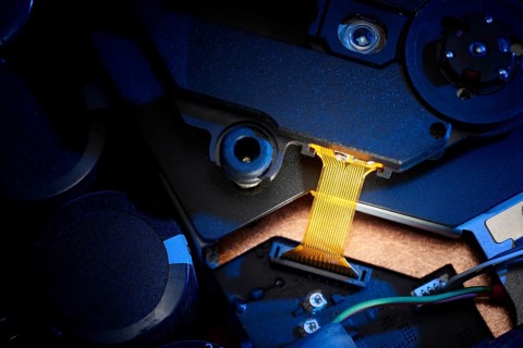 Macro shot of some colorful illuminated electronic components