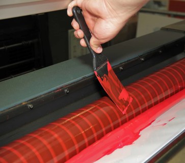 Color deck detail of a offset printing machine