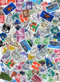 Background with lots of old german postage stamps