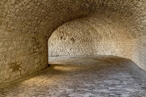 Historic passage at the Marienberg Fortress near Wuerzburg in Franconia, a bavarian area in Germany