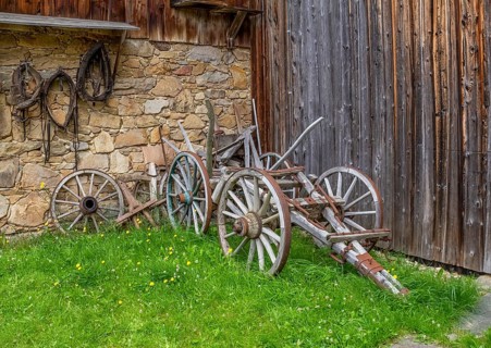 Historic wooden cart in rural ambiance
