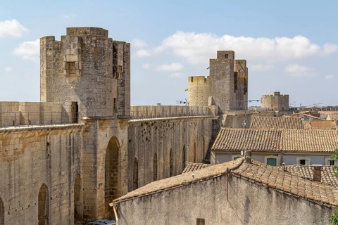 High angle view of a commune named Aigues-Mortes in France