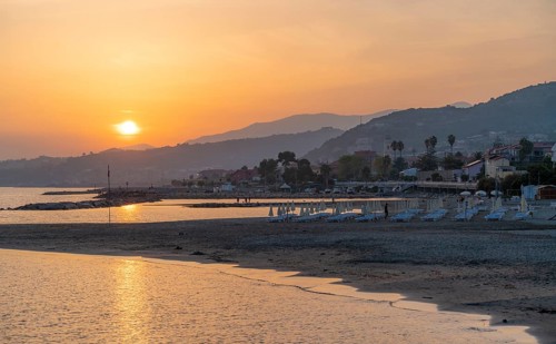 Idyllic sunset impression around Santo Stefano al Mare, a comune in the Province of Imperia in the