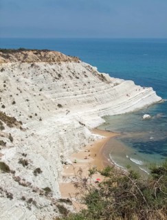 Rocky cliff named Scala dei Turchi on the coast of Realmonte in southern Sicily, Italy