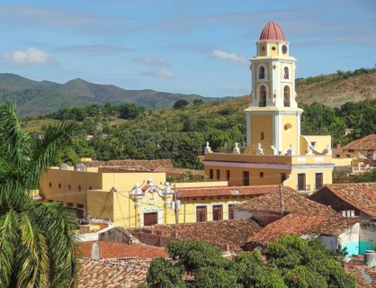 City view of Trinidad, a town in Cuba in sunny ambiance