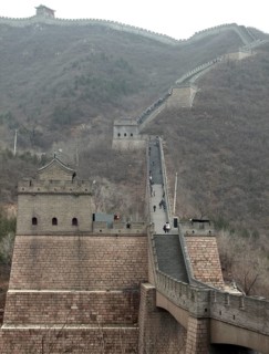 The Great Wall of China near Badaling in misty ambiance