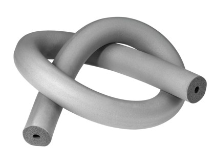 Piece of a knoted insulating tube in white back