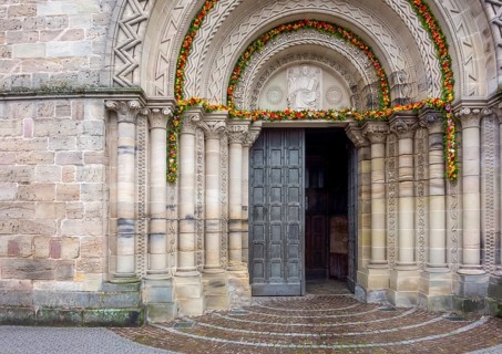 Entrance of Saint-Maurices Basilica in Epinal, the capital city of the Vosges departmend in France