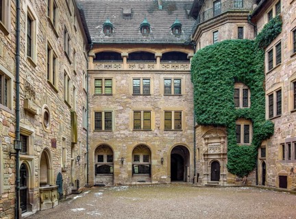 Scenery around Neuenstein Castle in Hohenlohe at winter time
