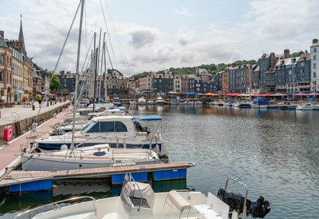 City view around the harbor of Honfleur, a commune in the Calvados department in northwestern