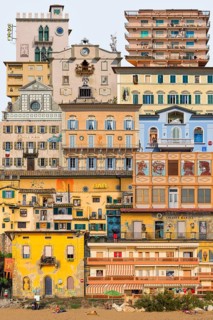 Urban montage with Italian architecture, fictional, fantasy, city, house, Mediterranean, Italy