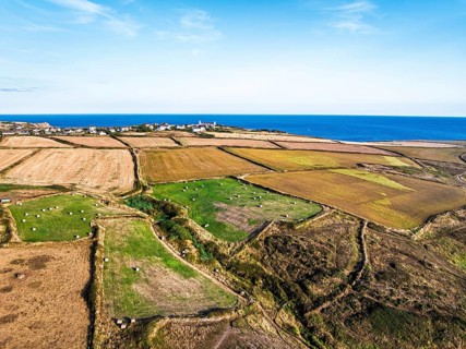 Cornwall fields and farms from a drone, Lizard Peninsula, South West Coast Path, Lizard, Cornwall,