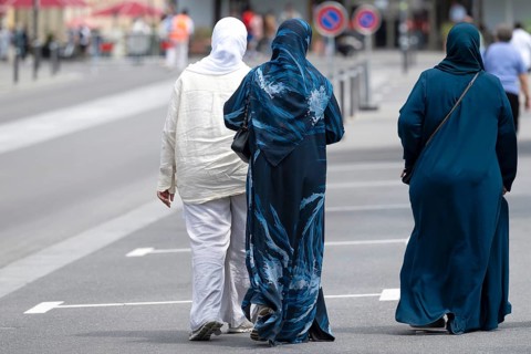 Women with headscarves, Interlaken, Switzerland