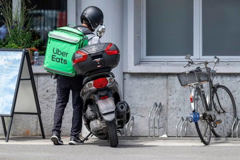 Uber Eats motorbike courier, Interlaken, Switzerland