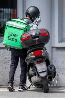 Uber Eats motorbike courier, Interlaken, Switzerland
