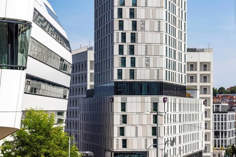 Architecture in Stuttgart. Modern office building in the Europaviertel and Türlenstrasse area.