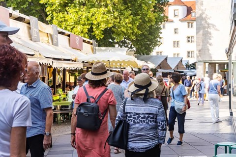 Stuttgart Wine Village, wine festival on Schillerplatz and Marktplatz in the centre of the state