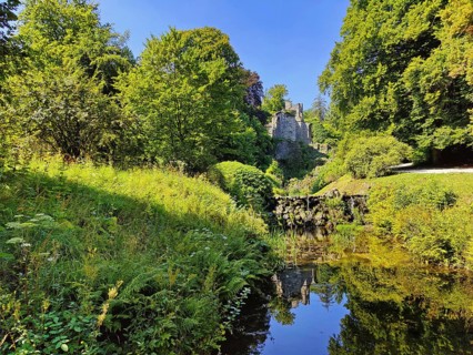 Landscape garden with artificial aqueduct in Bergpark Wilhelmshöhe, UNESCO World Heritage Site,