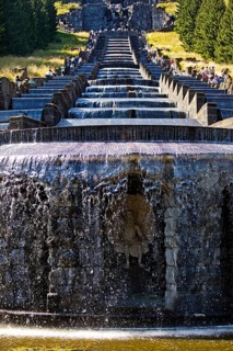 Water features with the Great Cascades at the Neptune Basin in Bergpark Wilhelmshöhe, UNESCO World